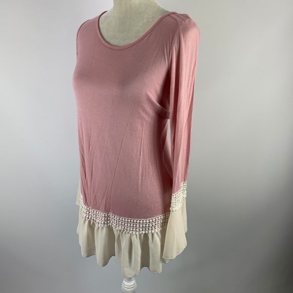Love Story Small Blouse Pink Ruffle Sleeve Bottom - Picture 2 of 5